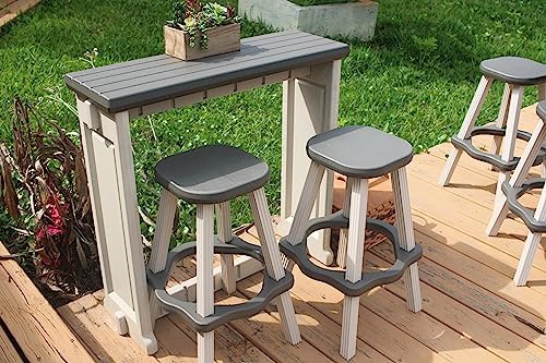 Single Bar Set Includes 2 Barstools Deep Grey Top & Warm Grey Base Ideal for Patio Hot Tub Area Backyard Durable WeatherResistant Design Easy Nohardware Assembly Proudly Made in USA