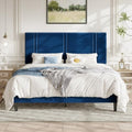 Allewie Cal King Platform Bed Frame with Velvet Upholstered Headboard