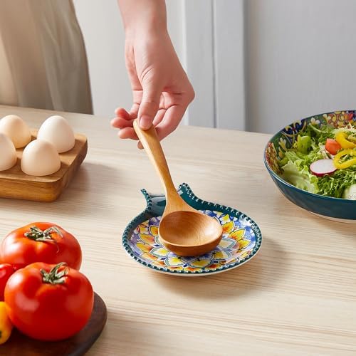 vancasso 7.7 Inch Ceramic Spoon Rest, Bohemian Stove Top, Green