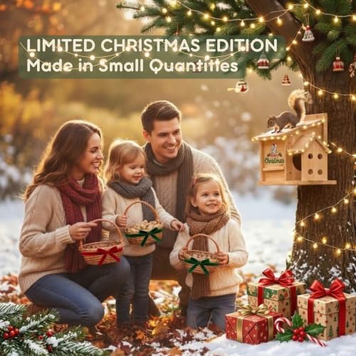 MrHN Squirrel House - Squirrel Houses for Outside Nesting (Christmas Theme)