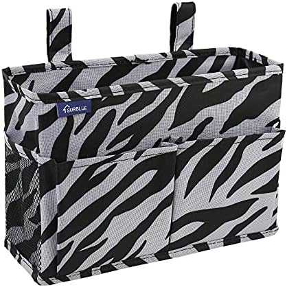 Surblue Caddy Hanging Organizer Bedside Storage Bag for Bunk and Hospital Beds, Zebra, Small