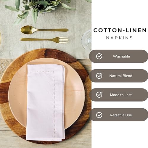 Ramanta Home White Linen Cloth Napkins Set of 4, 20x20 Inches