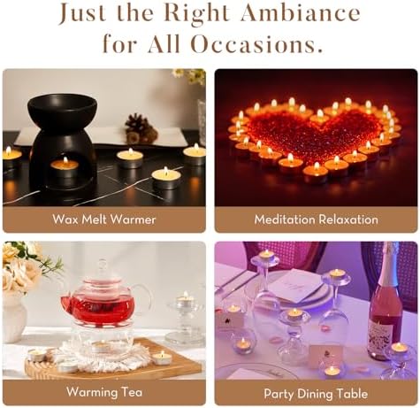 Ashlux 300-Pack Unscented Palm Wax Tea Lights Candles,4.5 Hours Burn