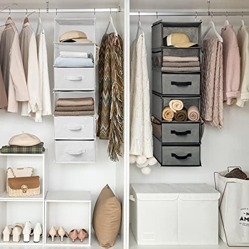 GRANNY SAYS Hanging Closet Organizer with 3 Drawers & 6 Shelves, Gray