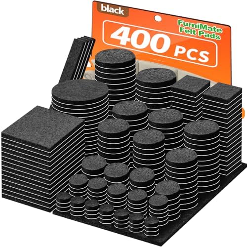 Felt Furniture Pads 400 Pieces, Furniture Pads for Hardwood Floors Black