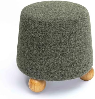 TOV Furniture Jaine Forest Green Loose Mohair Ottoman