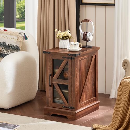 Joaxswe Narrow Night Stand Set 2 with Glass Barn Door