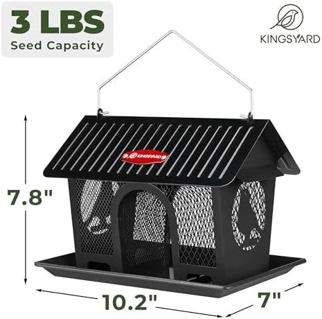 Kingsyard Wild Bird Feeder for Outdoors Hanging, All Metal