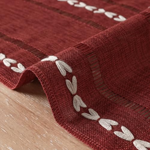 Artoid Mode Red Rustic Cotton Linen Table Runner 13x36 Inch