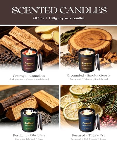 AOOVOO Crystal HEAL Candles Set - 4 Pack Candles for Home Scented