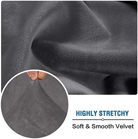 H.VERSAILTEX Velvet Stretch Couch Cushion Cover Plush Cushion Slipcover for Chair Loveseat Sofa Cushion Furniture Protector Seat Cushion Sofa Cover (3 Piece XL Sofa Cushion Covers, Grey)
