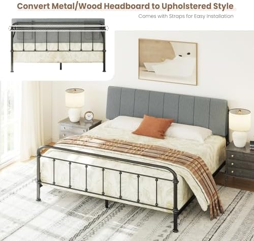 King Size Headboard Only-No Assembly Required, Dark Gray