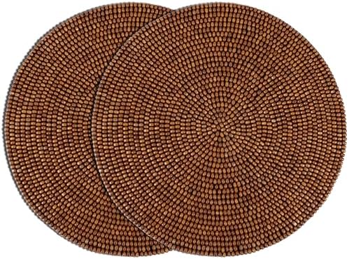 ALPHA Living HOME Woven Placemats Set of 2 Dark Brown Natural Wood Mats