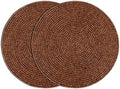 ALPHA Living HOME Woven Placemats Set of 2 Dark Brown Natural Wood Mats