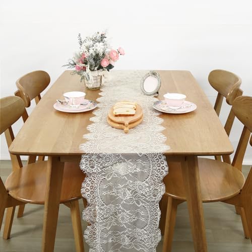 Lace Table Runner 6 Packs Ivory Table Fabric Embroidered Boho Table Runners