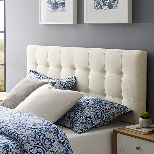 Modway Lily Tufted Linen Fabric Upholstered Full Headboard in Ivory