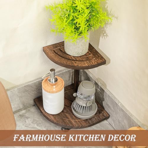 Tikea Wood Riser for Decor, 2-Tier Farmhouse Display Riser Counter Shelf