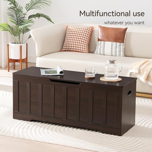 VANKILEY 47.2" Storage Chest Extra Large,Wooden Storage Trunk(Espresso)