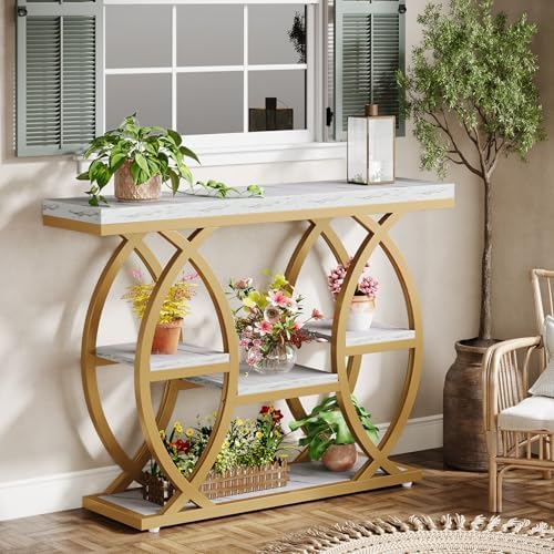 Tribesigns 39.4" Console Table, Sofa Table, Accent Tables, White Gold