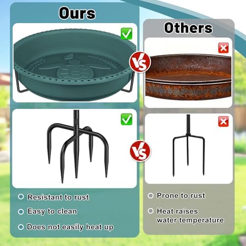 Bird Bath for Outside, Garden Freestanding Birdbath & Birdfeeder with Removable Bowl, Bird Baths Feeder for Outdoors Garden Patio Yard Lawn Decor, 5-Pronged Base & Easy to Clean(Green)