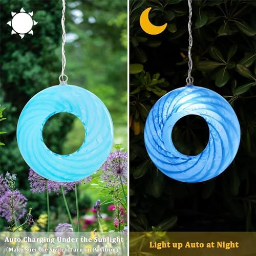 Yinns Glass Bird Feeder, Hanging Solar Birdfeeder for Outdoor Garden Decor