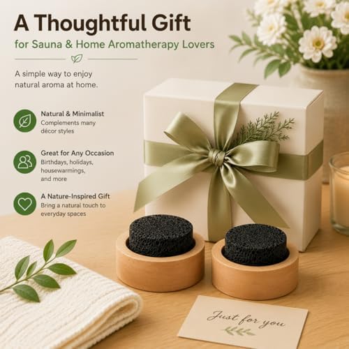 Chunful 2 Pcs Lava Rock Passive Diffuser for Essential Oils, Beech Wood