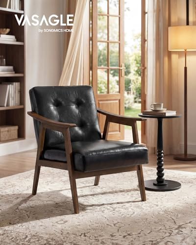 VASAGLE Accent Chair, PU Leather Armchair, Button Tufted, Thick Cushion