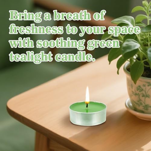 MAQIHAN 25PCS Green Tealight Candles Set - Mini Votive Tea Light Candles
