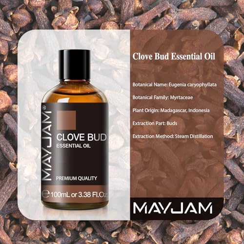 MAYJAM Clove Bud Essential Oil for Diffusers for Home, 100ML/3.38FL.OZ