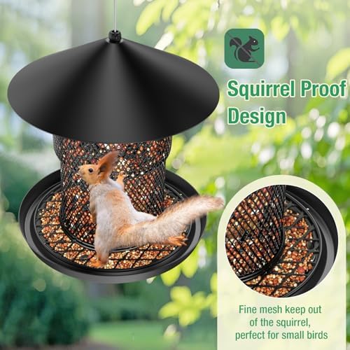 Bird Feeder for Outdoor, 3.6LB All Metal with Roof, Chew Proof