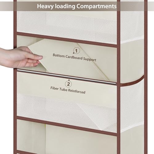 Univivi Over Door Hanging Organizers for Baby Essential, 5-shelf, Beige