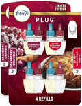 Febreze Odor-Fighting Fade Defy PLUG Air Freshener Baked Cinnamon Apple,Cranberry Crumble,.87 fl. oz. Oil Refill,(Pack of 8)