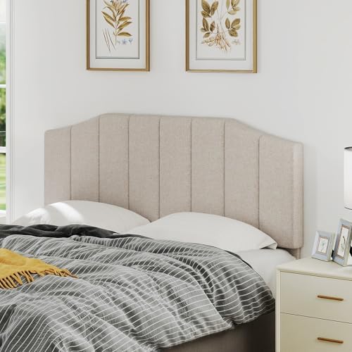 Furpopup Linen Queen Size Headboard Only, Wall and Bed Frame Mount, Beige