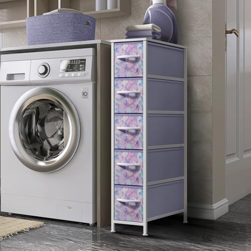 Sorbus 5-Drawer Narrow Dresser for Bedroom (Tie-dye Blue/Pink/Purple)