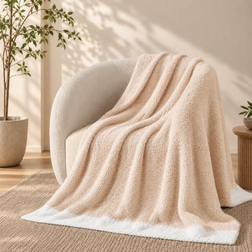 Monbix Soft Twin Blanket for Bed-Cozy Warm Reversible Knitted Blankets