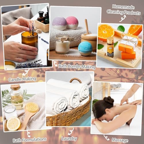 Essential Oil Set, 128 Pcs Fragrance Aromatherapy Oils for Skin, Diffusers, Home Care, Humidifier Laundry, Candle Making - Tea Tree, Sandalwood, Lavender, Vanilla, Eucalyptus and More(5mL)
