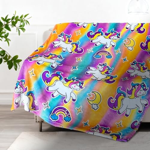 Unicorn Glow in The Dark Blanket, Unicorn Blanket for Girls/Kids, Unicorns Gifts for Girls Age 3-12, Toddler Blanket for Kids, Soft Fleece Blanket Throw Birthday Gift 40"x60"