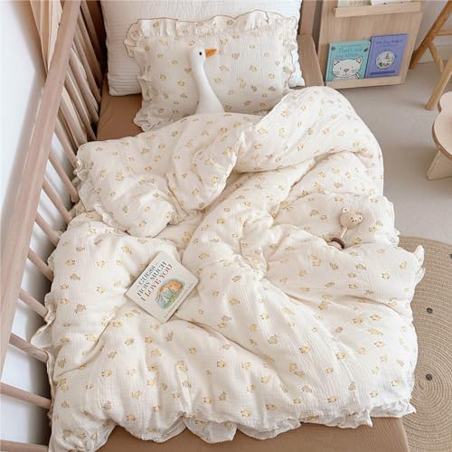 Muslin Cotton Toddler Duvet Cover, Duck Print, 47"x59", No Pillow