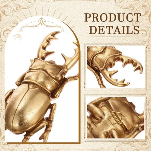 Kathfly 2 Pcs Gold Insect Wall Decor, Beetle, Bee Resin Sculpture