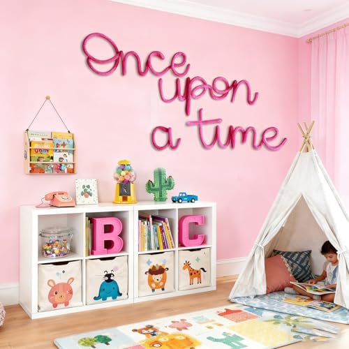 Once Upon A Time Sign Nursery Wall Decor Reading Knitted Wire Word Sign