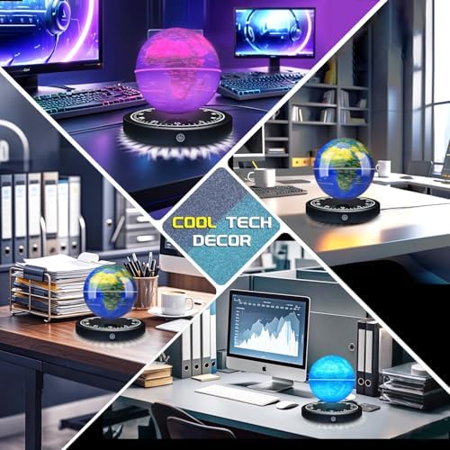 Magnetic Levitating Floating Globe with LED Light, 16 Colors Cool Tech Gadgets Gifts World Globe Lamp for Men Father Boys Girls, Birthday Gifts for Home Office Desk Decor Display