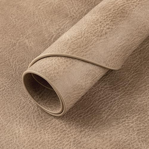Oval Placemats Set of 12, Wipeable Faux Leather, Apricot