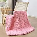 Bigacogo Chunky Knit Throw Blanket for Couch, 40x40 inches, Blush Pink