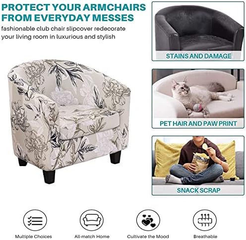 NILUOH Club Chair Slipcover 2 Piece Stretch Tub Chair Cover Round Barrel Chair Covers Non Slip Armchair Covers Couch Covers with Elastic Bottom for Bar Counter Living Room (35)