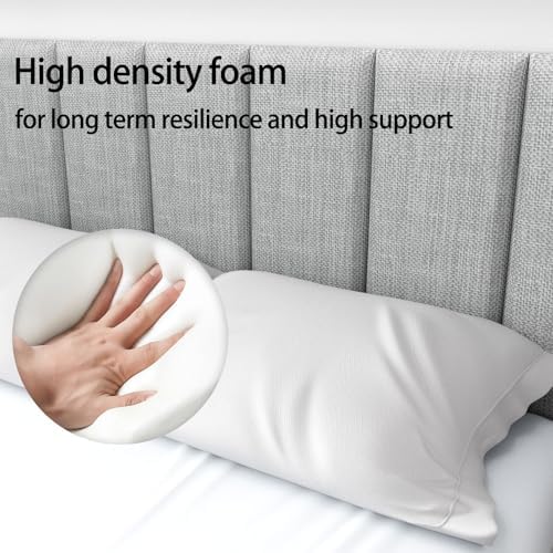 Upholstered Wall Mounted Headboard for King in Light Grey, Peel and Stick Wall Padding Panel Terry Cloth, 12 Panels Sized 9.84" x 23.62"