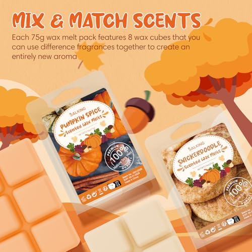SALKING Autumn Scented Wax Melts, Fall Soy Wax Cubes/Tarts for Wax Warmer