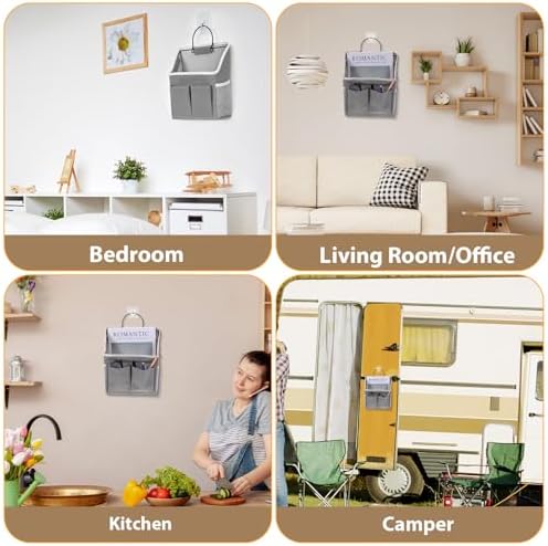 Wall Hanging Storage Bag, Hanging Storage Basket for Organizing, Wall Organizer with Pockets for Bathroom, Bedroom, Dormitory, RV