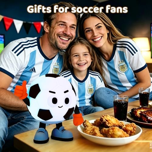 Amaredom Soccer Night Light for Kids, Cute Soccer Lamp, Black & White