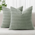 MIULEE Corduroy Decorative Throw Pillow Covers 18x18 Grey Green Pack of 2