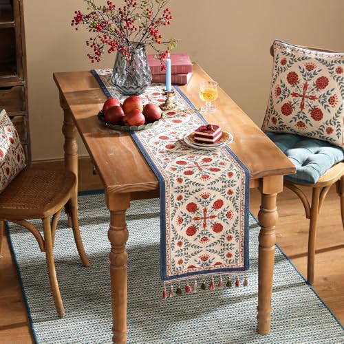 patdrea Designer French Elegant Floral Table Runner,12"X118"